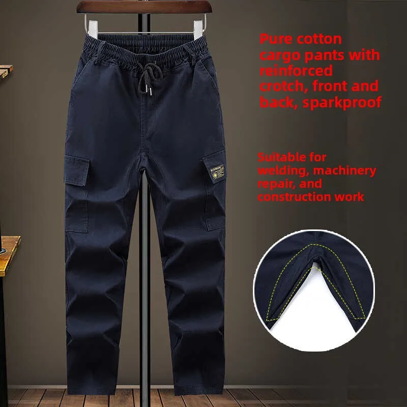 Pantalones de Trabajo de Algodón Puro Resistentes al Desgaste y a la Suciedad, para Soldadura, Reparación Automotriz, con Paneles Reforzados