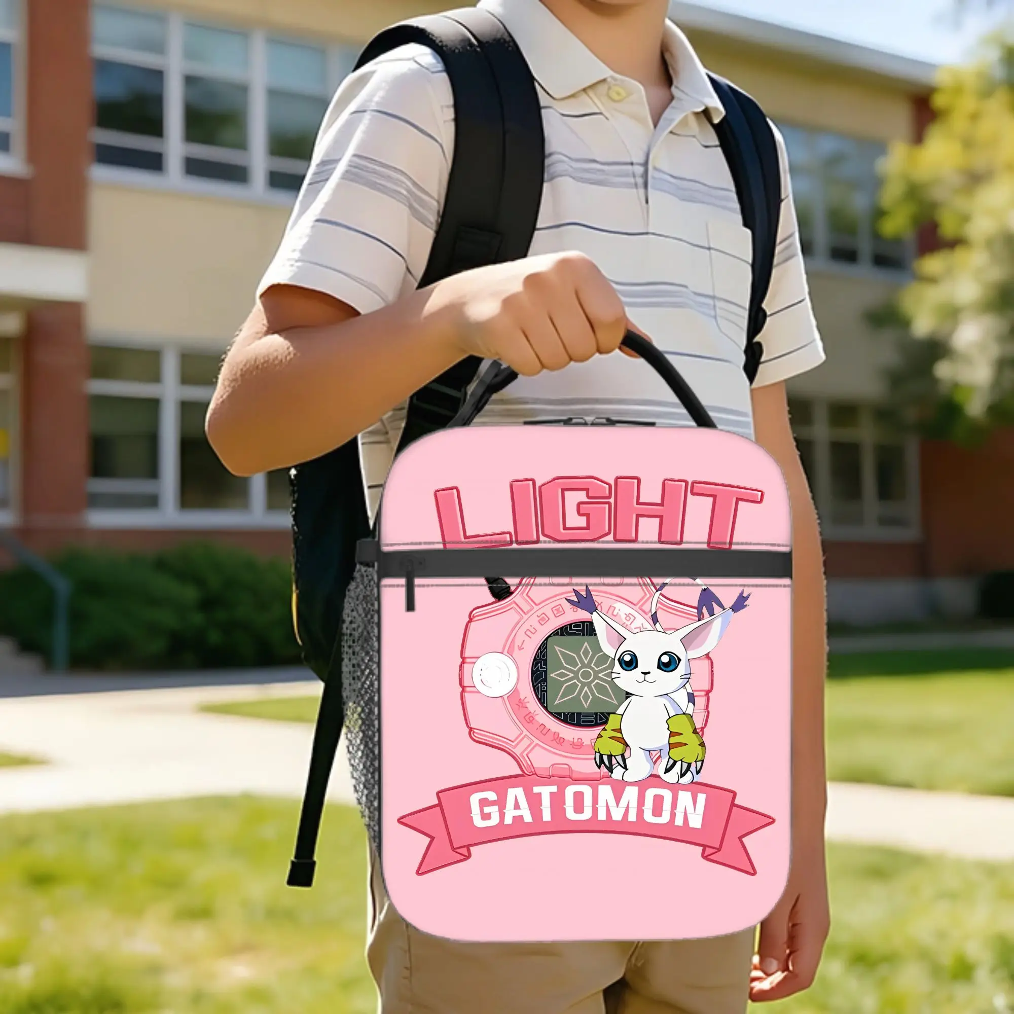 Digimon Anime Light Insulated Lunch Bag Cooler Bag Reusable,Lunch Container  High Capacity Tote Lunch Box Men Women Office