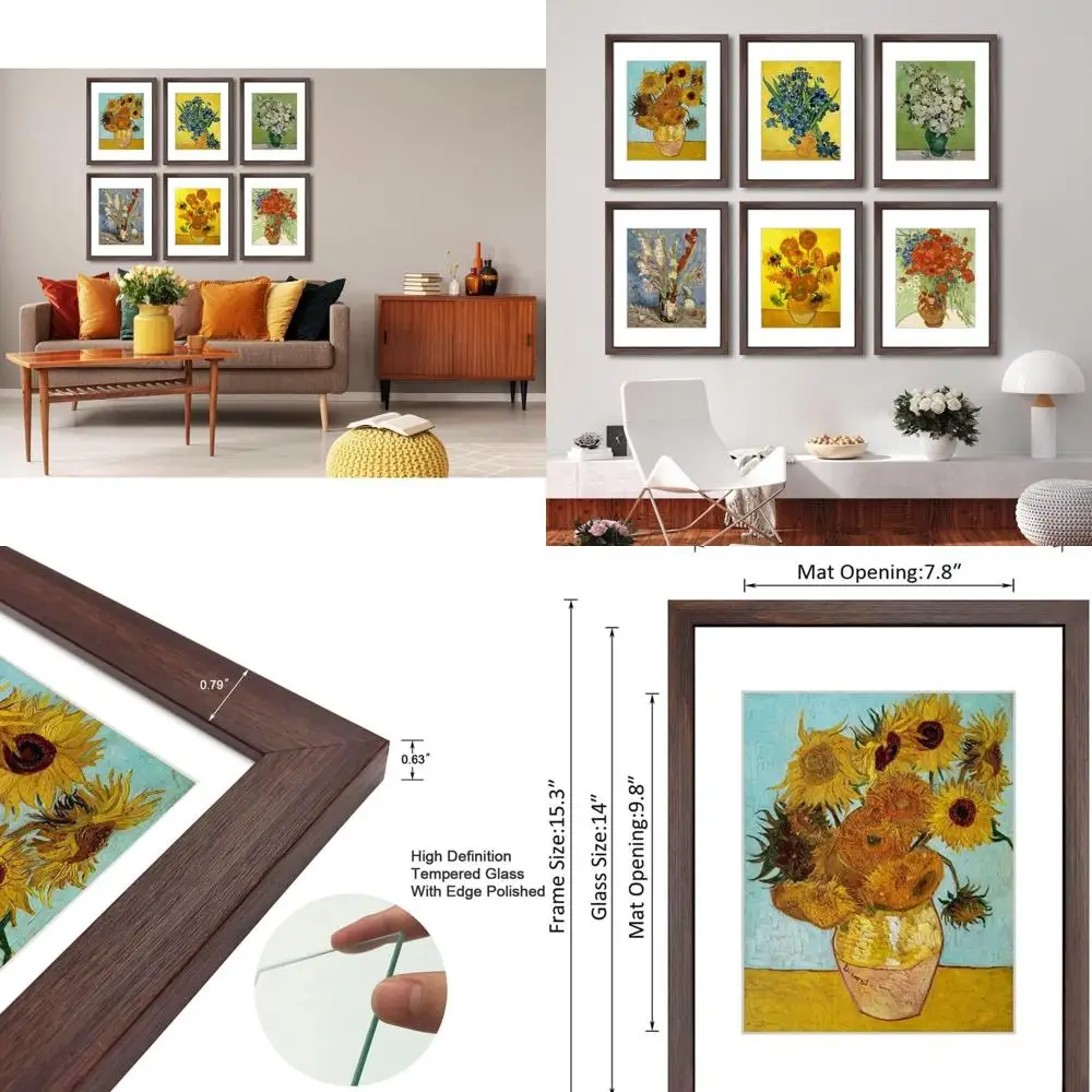 

Набор из 6 рамок для галереи орехового дерева, 11x14 для 8 фотографий с или без коврика.