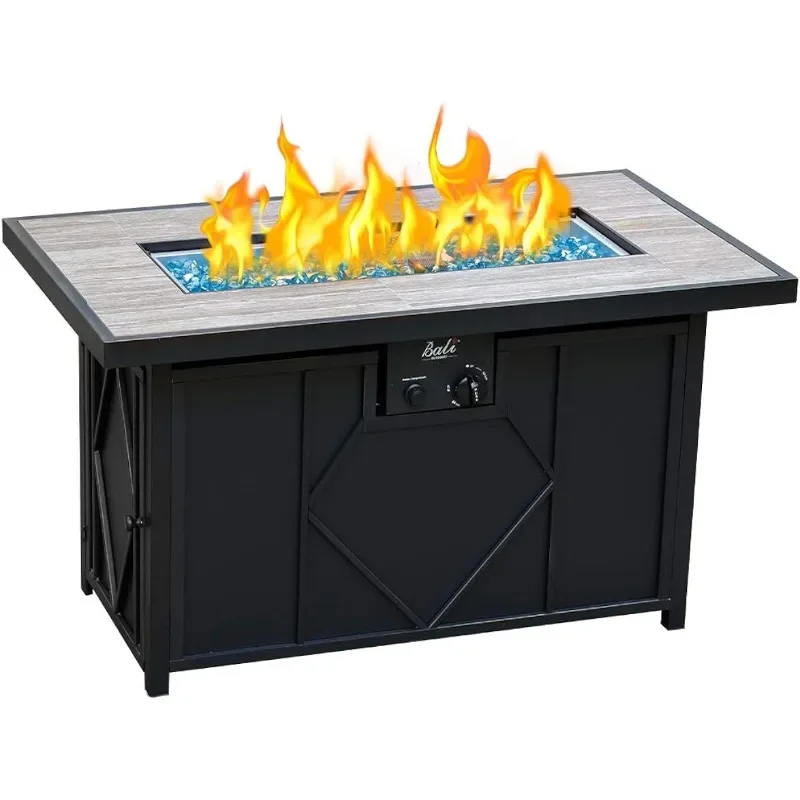 Fire Pit Table Propane Gas Firepit Rectangular Fire Table 42In 60,000 BTU for Outside Patio Backyard Deck Balcony