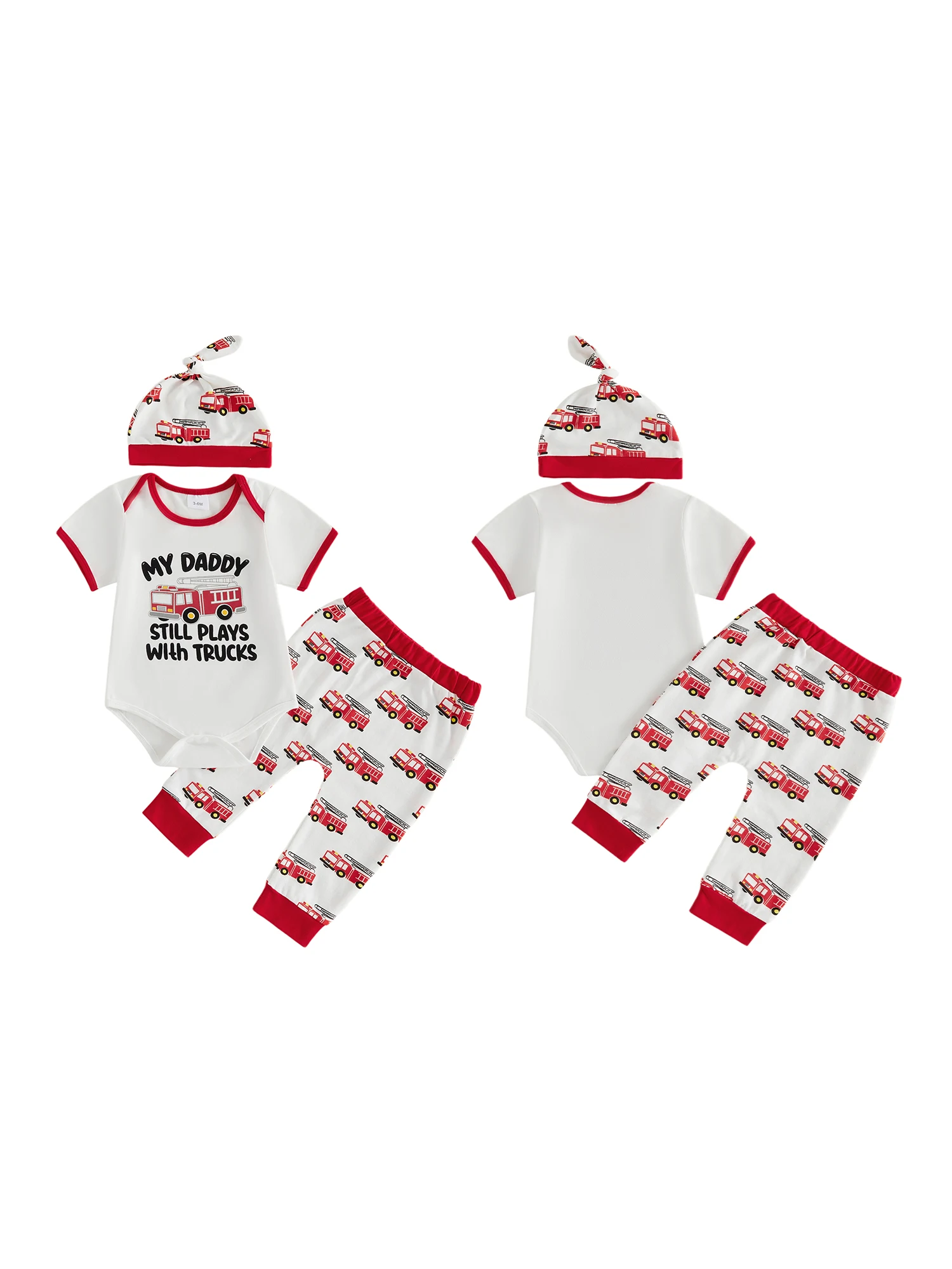

Newborn 3-Piece Set with Long Sleeve Bodysuit Dinosaur Print Pants and Beanie Hat - Baby Boy Outfit Essentials