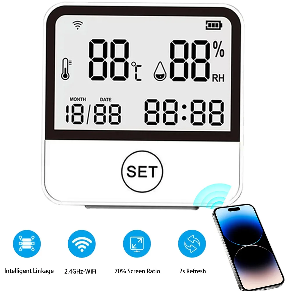 Smart WiFi Temperature Humidity Monitor Digital Indoor Thermometer Hygrometer Temperature Humidity Sensor for Home Greenhouse