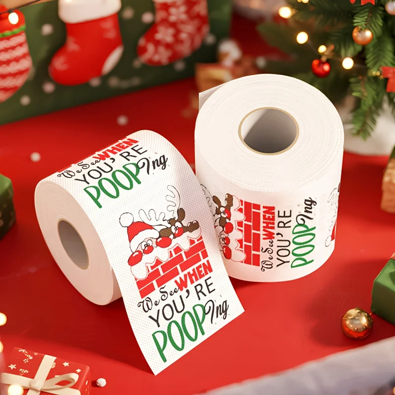Santa Claus Elk Pattern Toilet Paper-Festive Christmas Bathroom Decor,Holiday Ornament,Home Decoration,Christmas Bathroom Decor