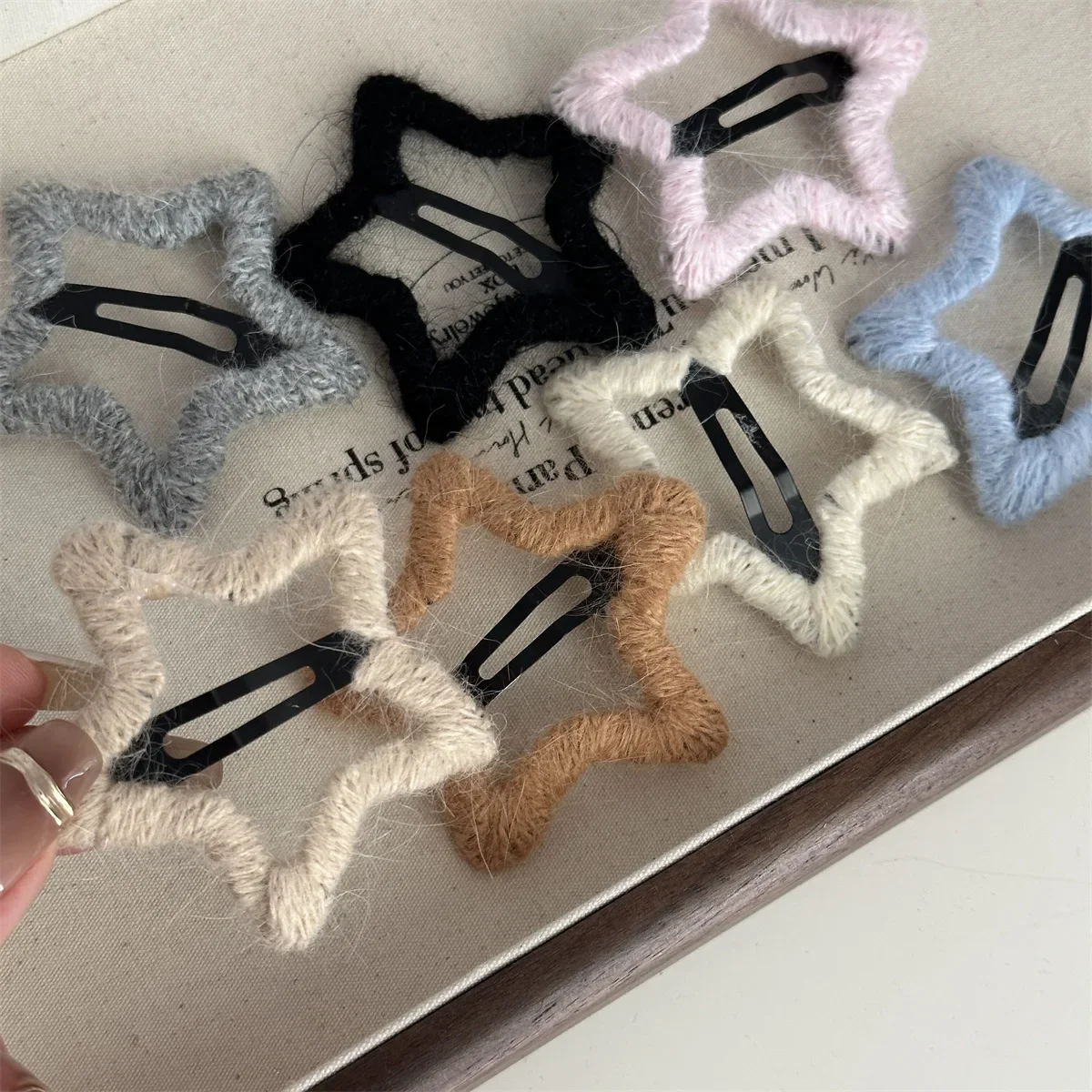 Knitted Yarn Pentagram Hairpin Women Girls Korean Fashion Broken Hair Side Clip Organize BB Clip Hairware Bangs Clip Accessories