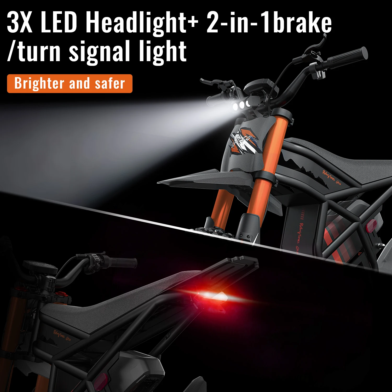 Ridingtimes GT54 Electric Dirt Bike for Teens Adults 37MPH, 27AH Electric Motorcycle with 14