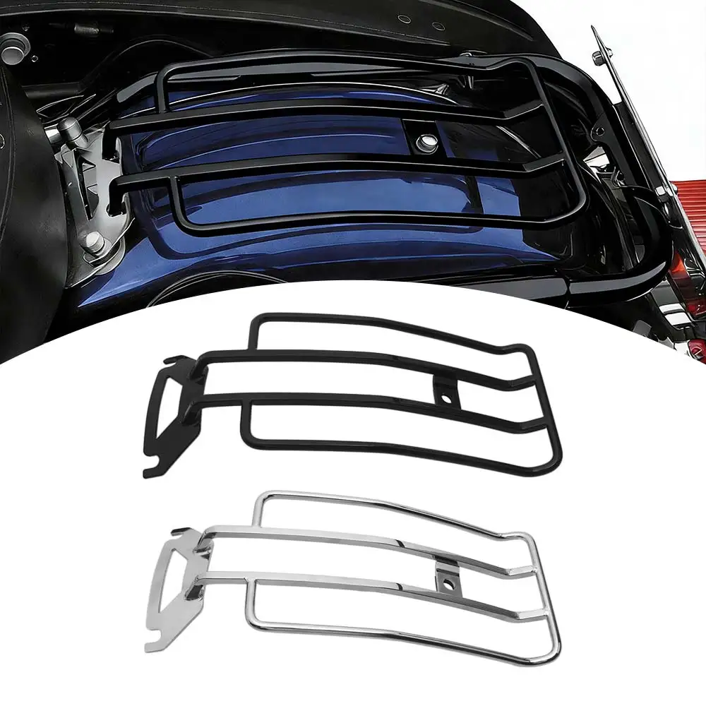 Black/Chrome Motorcycle Rear Luggage Rack Compatible With Harley Davidson Electra Glide Road Glide Road King 1998-2008 Models