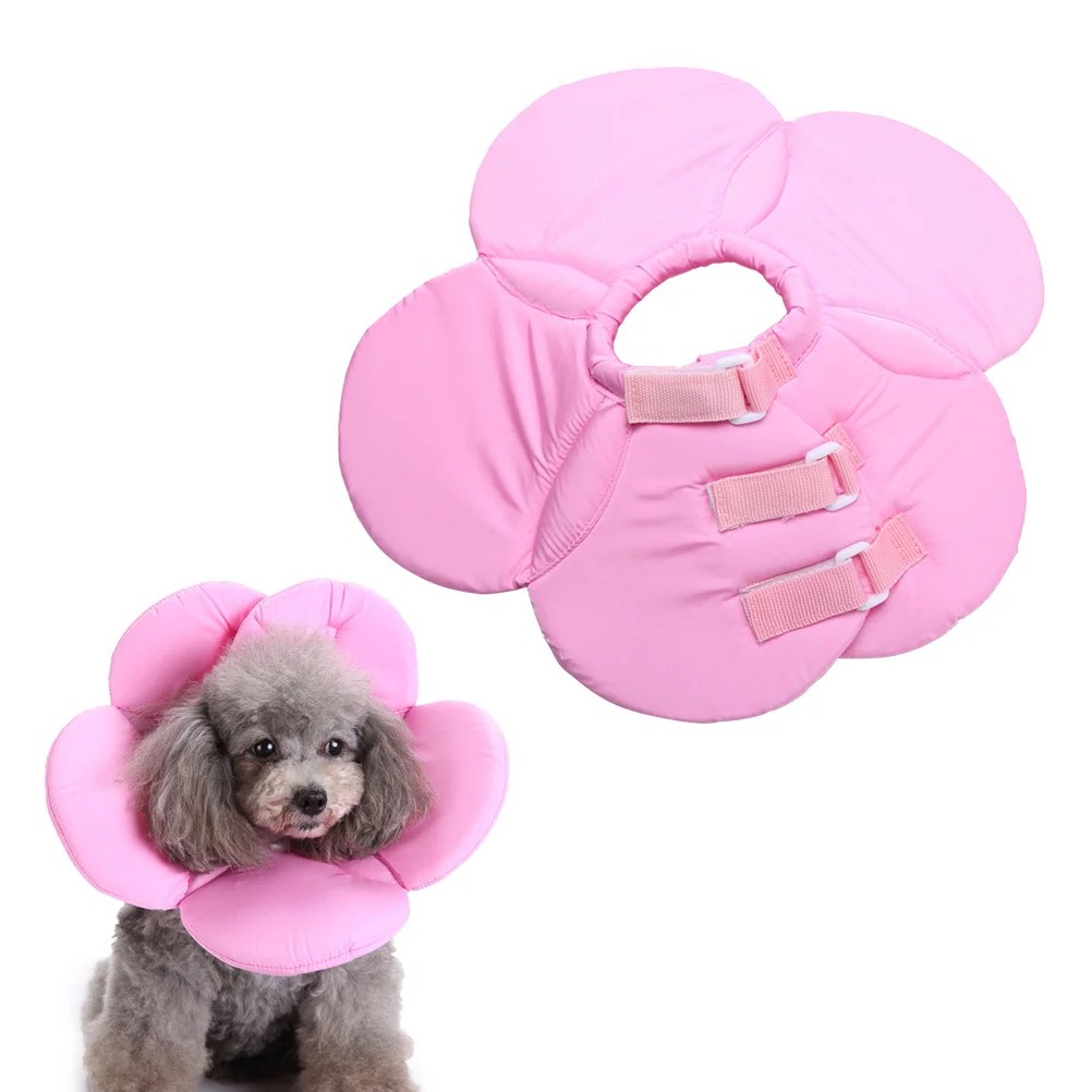 

Cloth Pet Collar Adjustable Recovery Neck Protection Soft Durable Washable Pink Flower Size L for Dogs Cats Pet Collar
