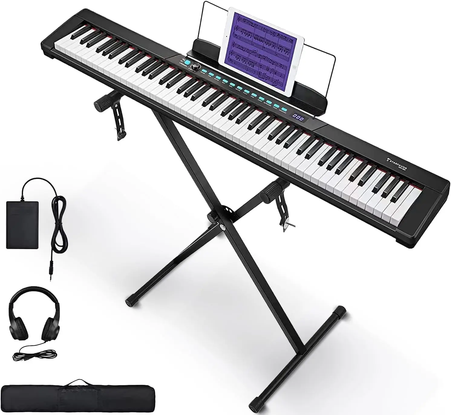 88 key keyboard piano, Compact Portable Digital Piano with Semi Weighted 88 Keys, Electric Piano Keyboard Set for