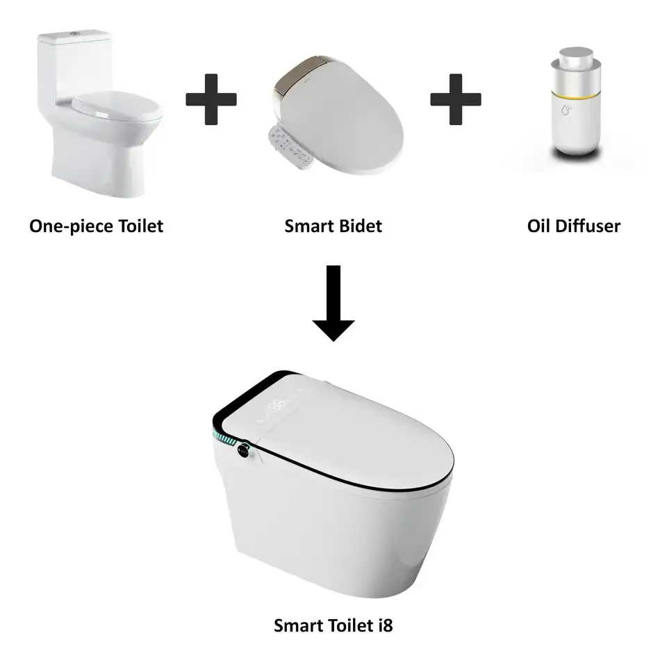 2024 Hot Sale Smart Toilet Voice Automatic One-in-One Instant Flushing And Drying Automatic Flip Cover Siphon Toilet