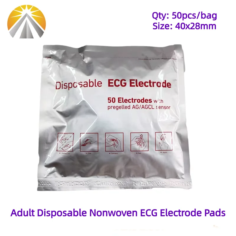 50 PCS Each Bag 2840 MM White Foam Disposable ECG Electrode Pads Medical Patch ECG EKG Accessories for Pediatric Patient Size