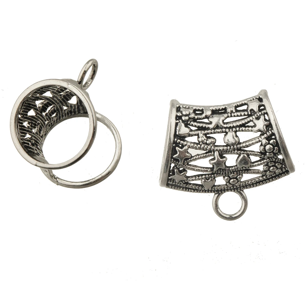 

10pc Women Winter Scarves Jewelry Making Vintage Silver Metal Star Hollow DIY Accessories Supplier Big Bails Clasps For Pendants