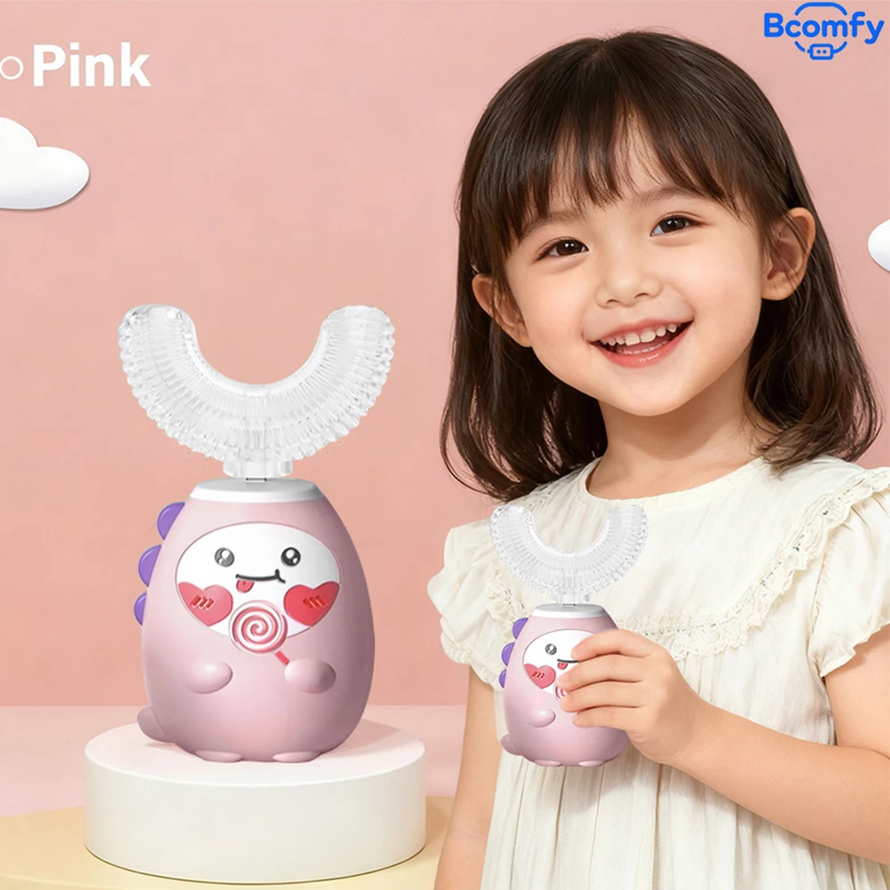 

Children's U-Shaped Electric Toothbrush Food Grade Silicone Toothbrush 360 Degrees Automatic Rechargeable Kids Toothbrush
