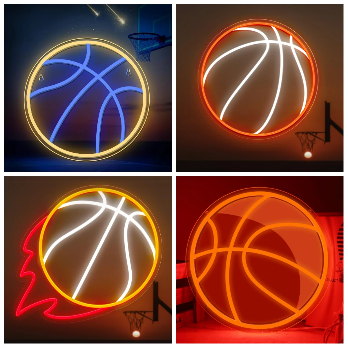 Basketball Neon Sign USB Dimmable LED Light For Teen Boys Bedroom Game Room Man Cave Basketball Watch Party Basement Wall Decor