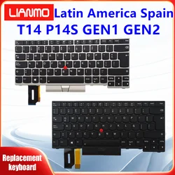 Latin American Spanish notebook keyboard suitable for Lenovo ThinkPad T14 P14S GEN1 T14 P14S GEN2 Silver black backlit keyboard
