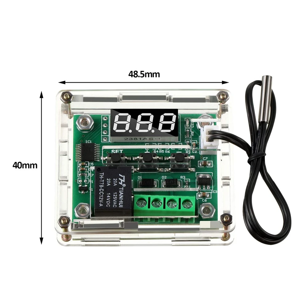 W1209 DC 12V Digital Cool/Heat Temp Thermostat Thermometer Temperature Controller On/Off Switch -50-110C+W1209 Case Acrylic Box