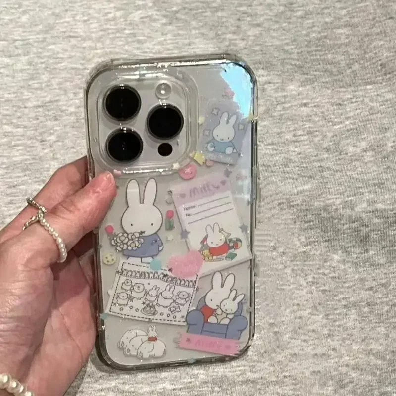 

Новый силиконовый чехол для телефона Miffy Iphone Kawaii с рисунком Miffy Rabbit, подходит для Iphone 16 15 Pro Ins, стильная бирка с милым кроликом