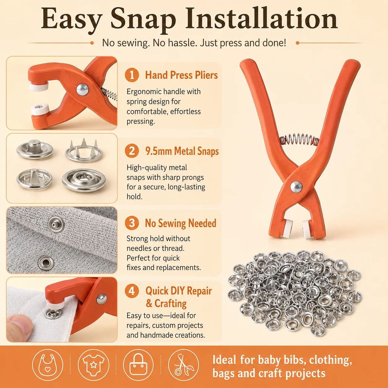 Набор металлических кнопок-зас – обзор и цена Snap Fastener Set