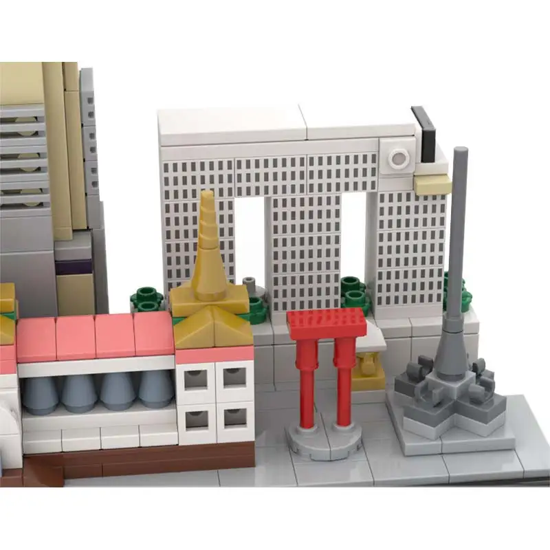 MOC Building Blocks กรุงเทพมหานคร Skyline รุ่นสถาปัตยกรรมจอแสดงผลประกอบอิฐคอลเลกชันของเล่นเพื่อการศึกษาเดสก์ท็อปของขวัญ