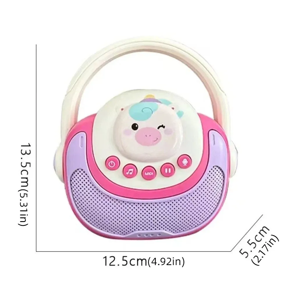 เครื่องคาราโอเกะไร้สายแบบพกพา ของเล่นเด็ก เชื่อมต่อโทรศัพท์ได้ บันทึกเสียงได้ พร้อมไฟ  วัสดุพลาสติก ของขวัญเครื่องคาราโอเกะ