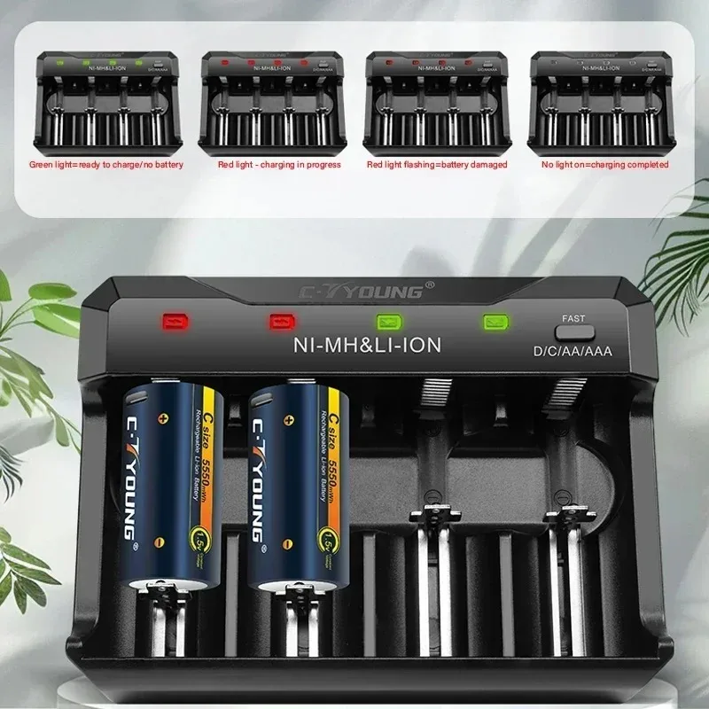 

Universal Intelligent Charger NI-MH&LI-ION Suitable for 5 7 2 Nickel Hydrogen Batteries AA AAA C D 18650 18490 18350 17500
