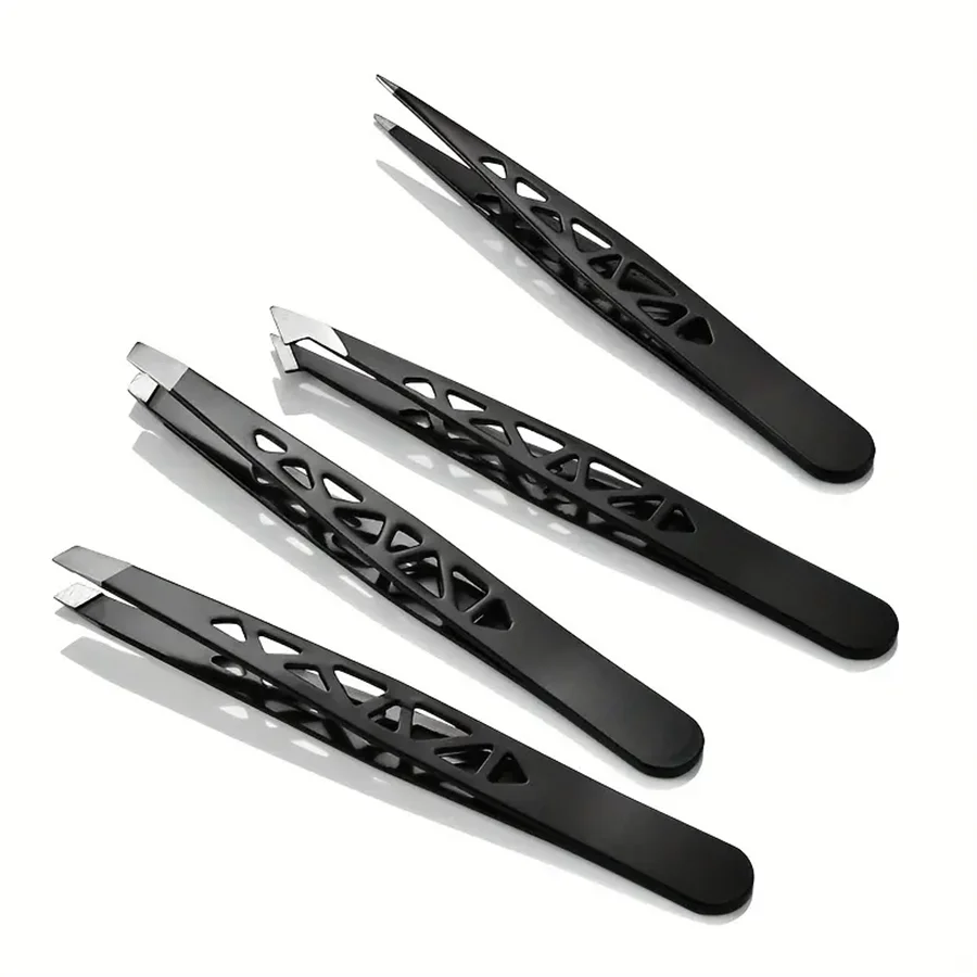 Multifunctional 4 pcs Eyebrow Tweezers Inclined Stainless Steel Hair Removal Clip Eyelash Extension Tweezers Cosmetic Tool