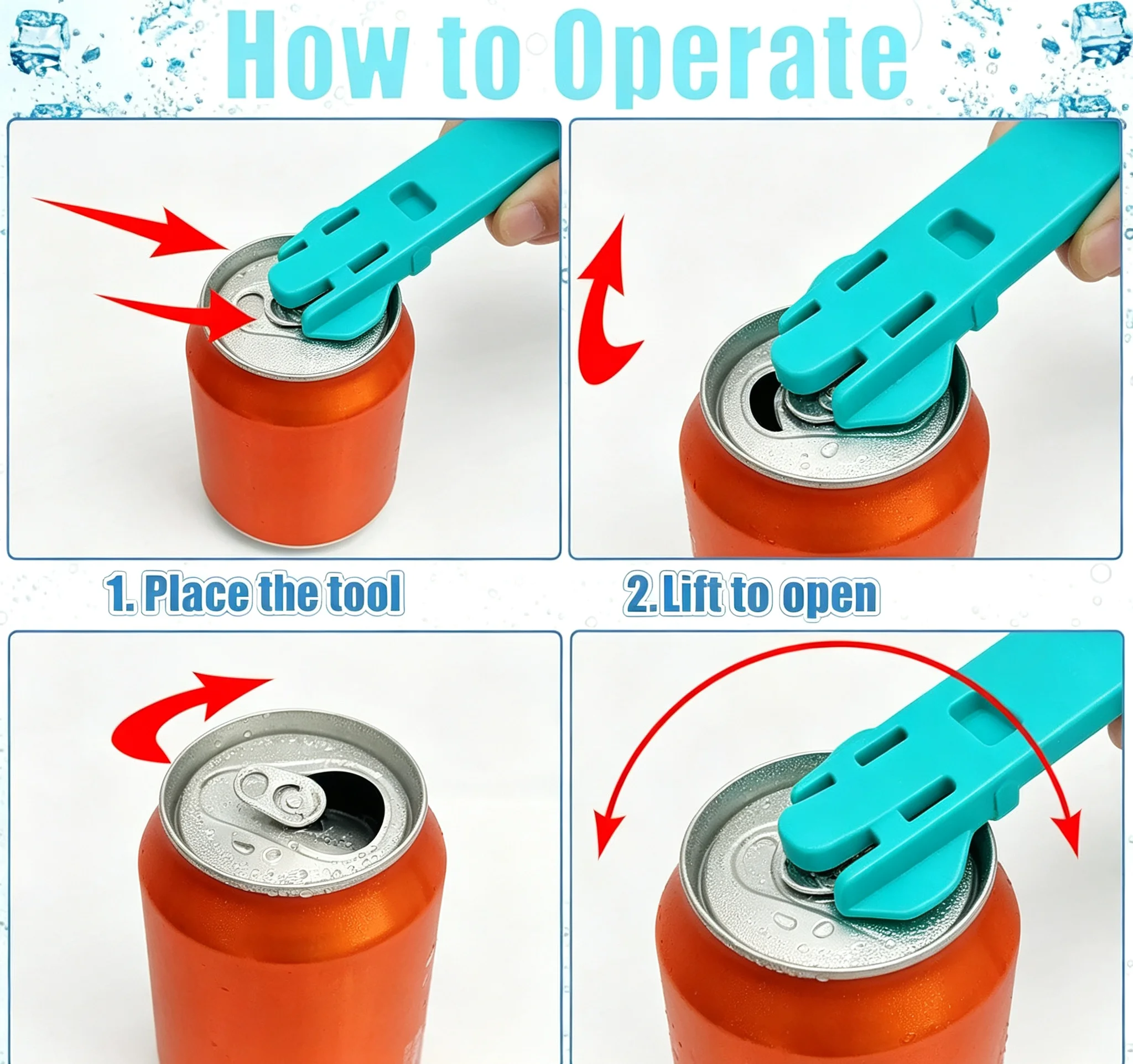 4 Pack Can Opener, Easy Pull Tab Lifter for Soda and Beer Cans, Effortless No-Scratch Bottle Opener Tool for Kitchen and Travel (Random Color)