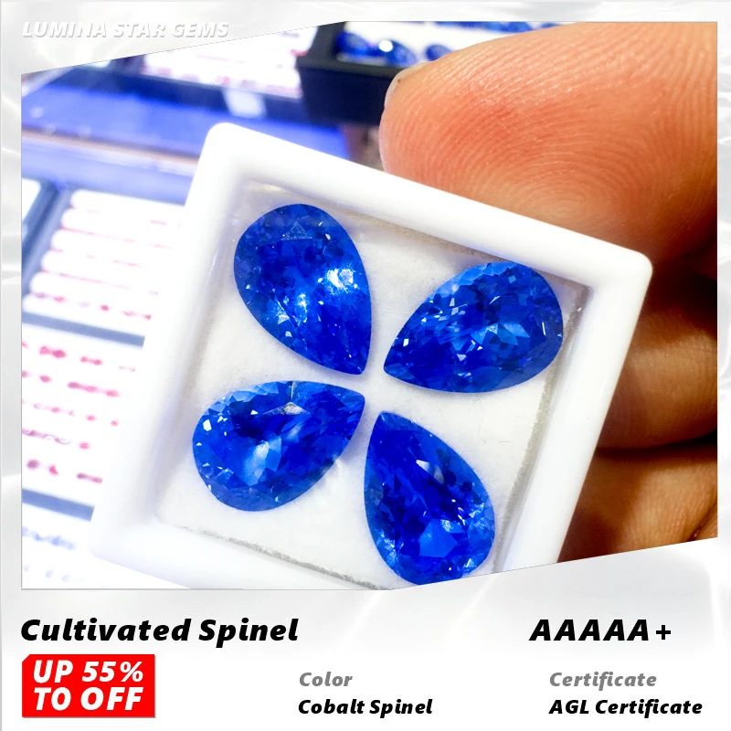 

L-Cobalt Spinel VVS1 Pear Shape Lab Grown Gemstone Wholesale Advanced Jewelry Making Materials with Certificate Natural Colour
