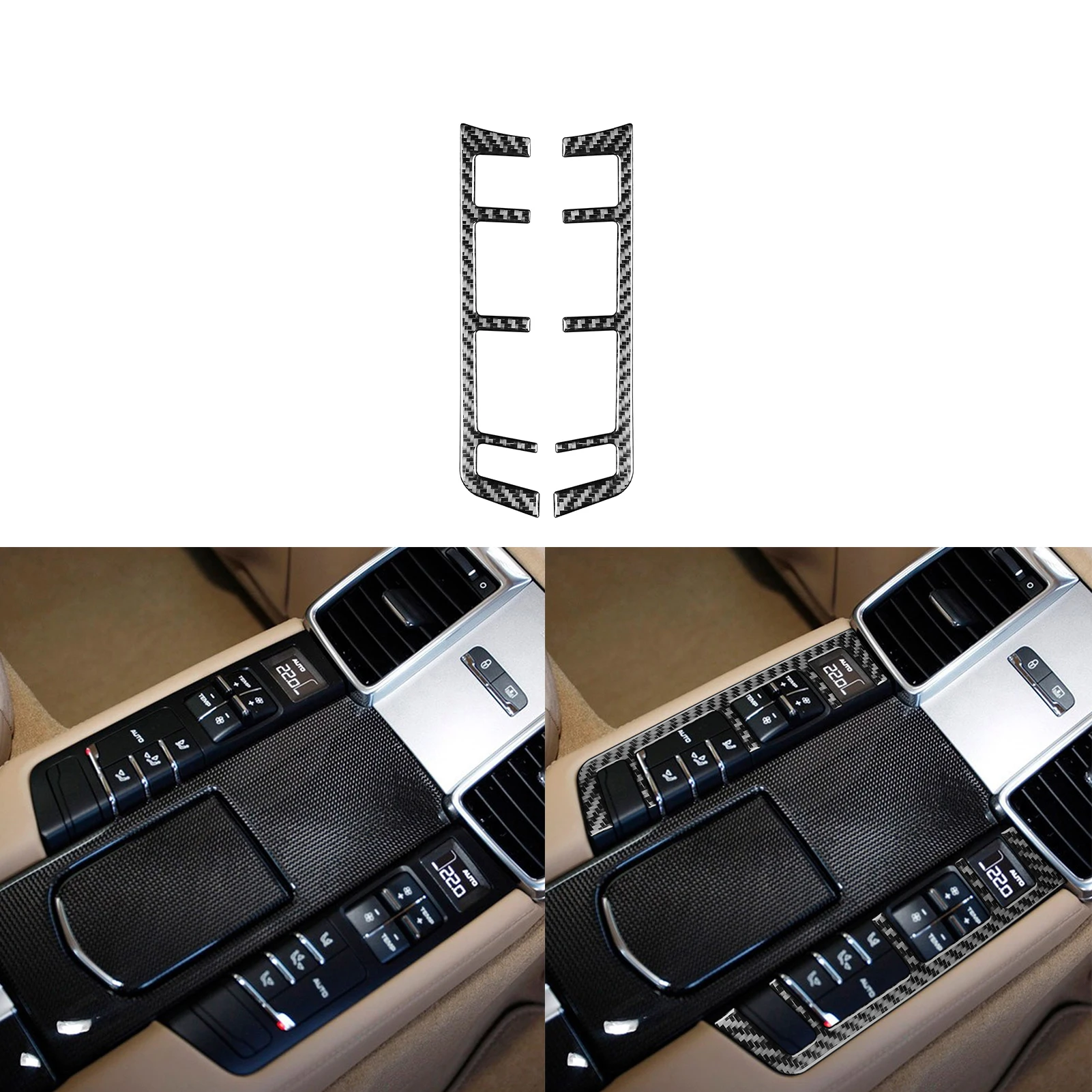 

For Porsche panamera 2010-2016 Refit Carbon Fiber Rear center function buttons Bezel Wood grain Accessories Stickers