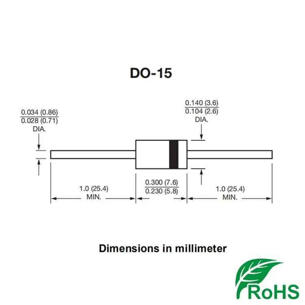 50pcs MUR160 1A 600V DO-15 Fast Recovery Diode FRD