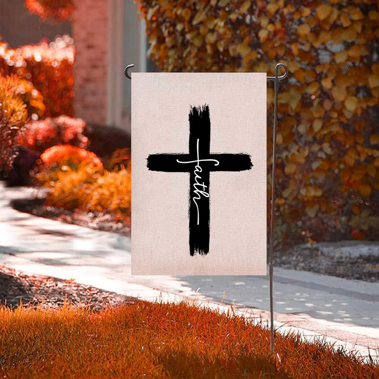 Faith Cross Christian Garden Flag 12.5 x 18 Inch House Flag Double Sided Decorative Outdoor Banner for Home Garden Yard Deco llz