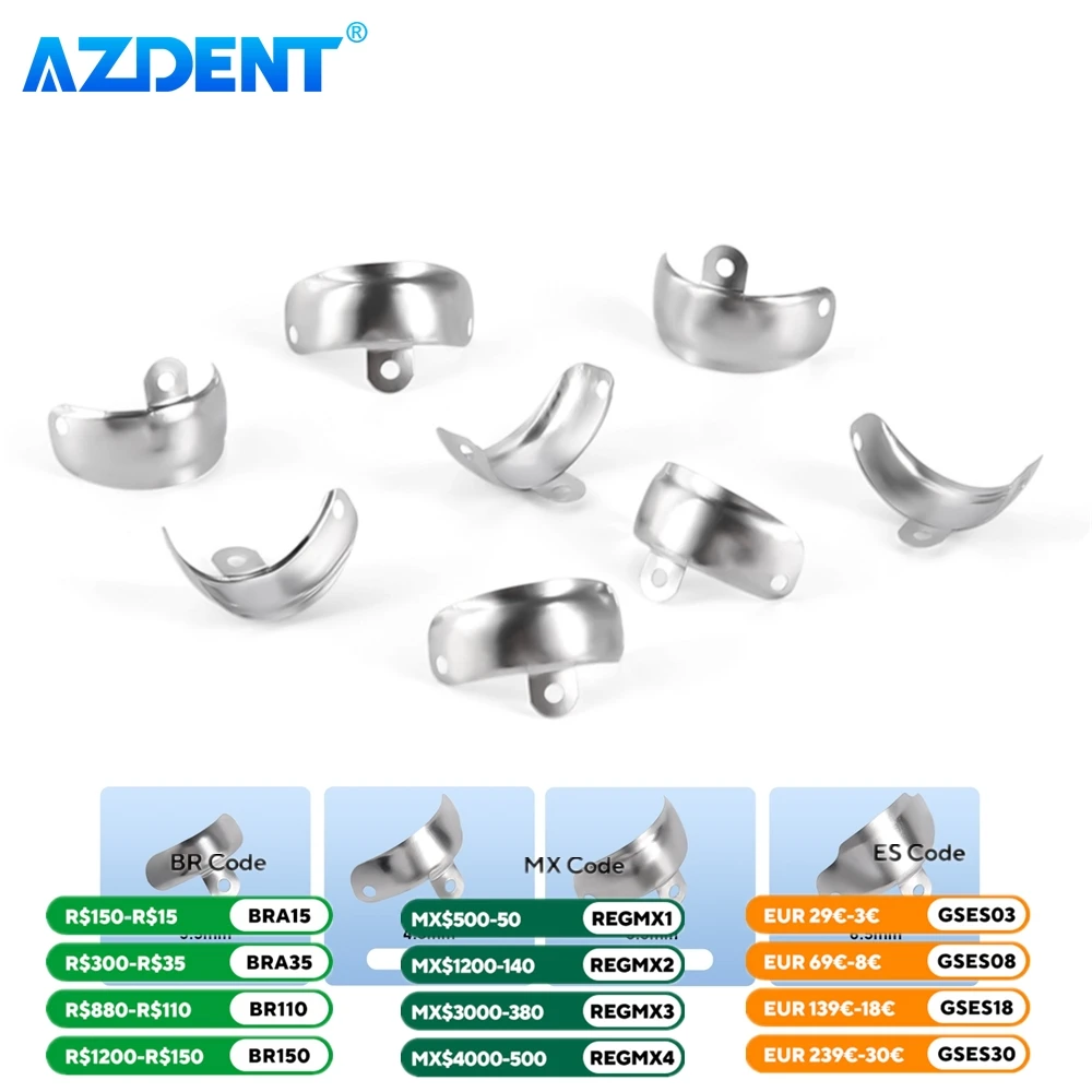 Azdent-歯科用マトリックスバンド、断面輪郭金属マトリックス、歯科用ツール、歯の交換、3.5mm、4.5mm、5.5mm、6.5mm、50個