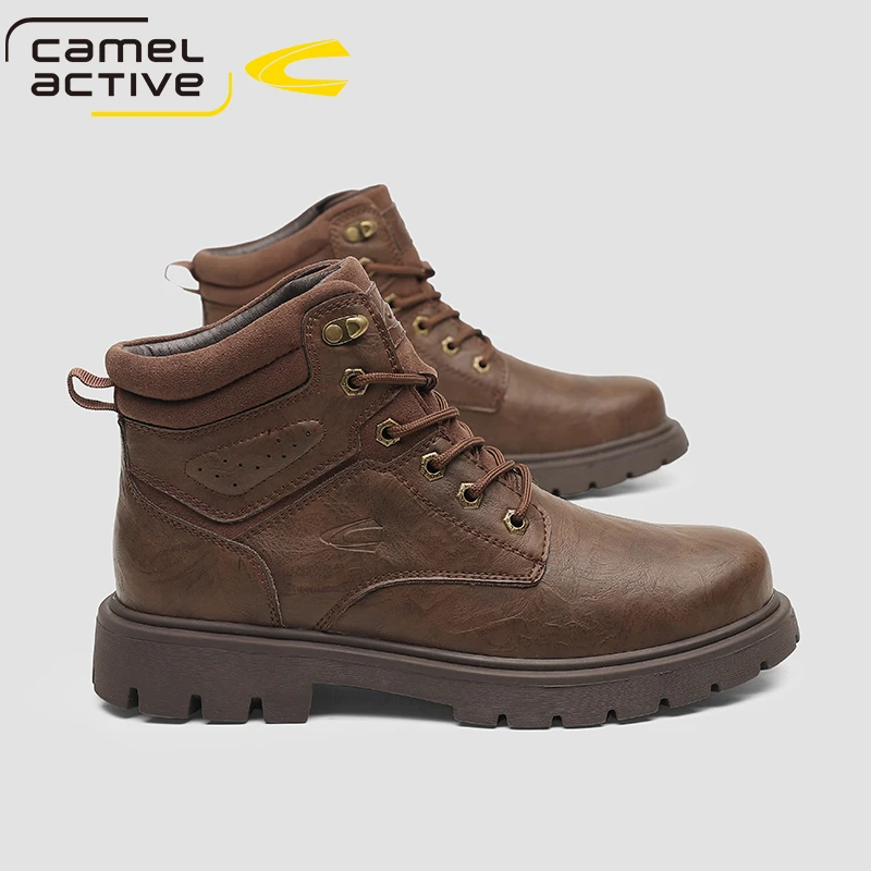 Camel Active New Natural Wool Men Winter Shoes Warmest Genuine Leather Handmade Men Winter Snow Boots