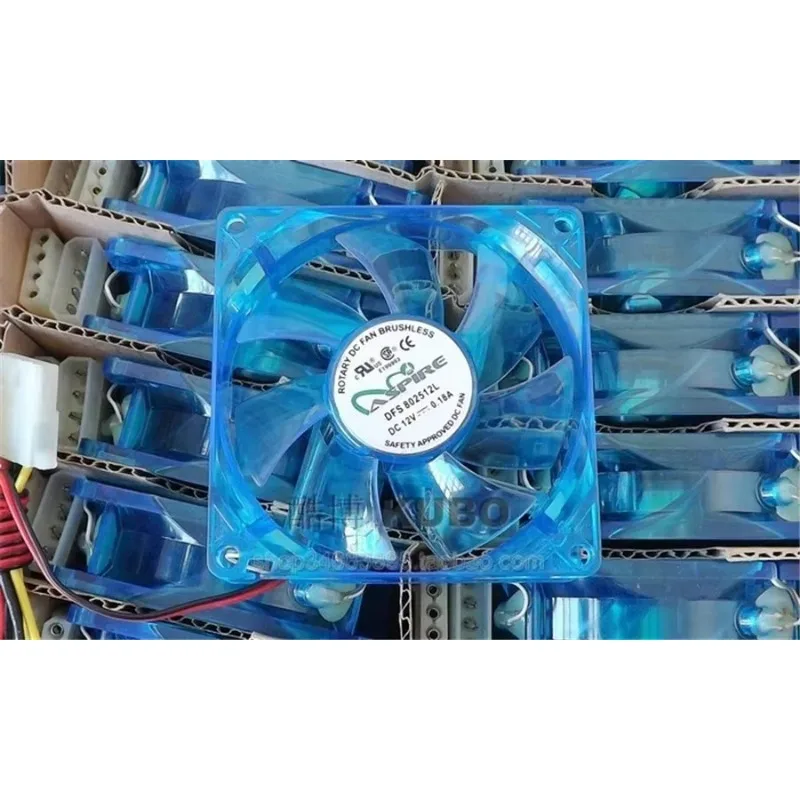 Wentylator chłodzący do komputera LED 8025 80MM z niebieskim oświetleniem LED, wentylator do obudowy komputera 12V z złączem 4D