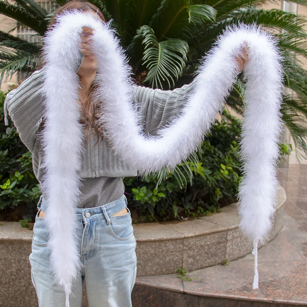 

50 Grams White Turkey Feathers Boa 50pcs Fluffy Marabou Scarf for Wedding Party Clothing Sewing Decoration plumas Trims