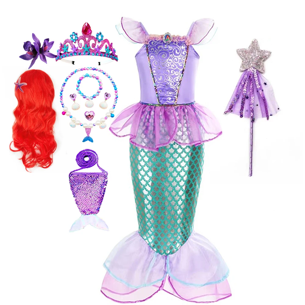 Meerjungfrau Kostüm Kinder Halloween Kleid Mädchen Rüschen Fischschwanz Kleider Fantasie Prinzessin Kleid Kinder Fancy Fairy Kleid