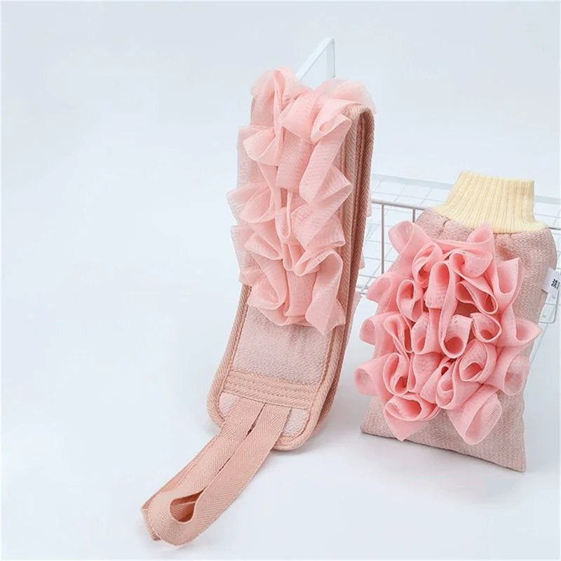 Badhanddoek Handschoenen Bad Bloem 2 Stks/set Verdikte Vlekverwijdering Combo Set Huishoudelijke Lange Strip Rug Wrijven Handdoek