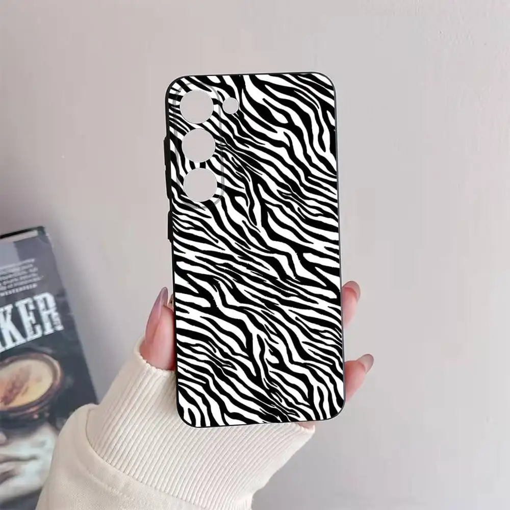 Custodia per telefono Zebra Skin per Samsung Galaxy A73,72,51,53,52,71,22,5G,Nota,J7,8,9 Cover morbida nera