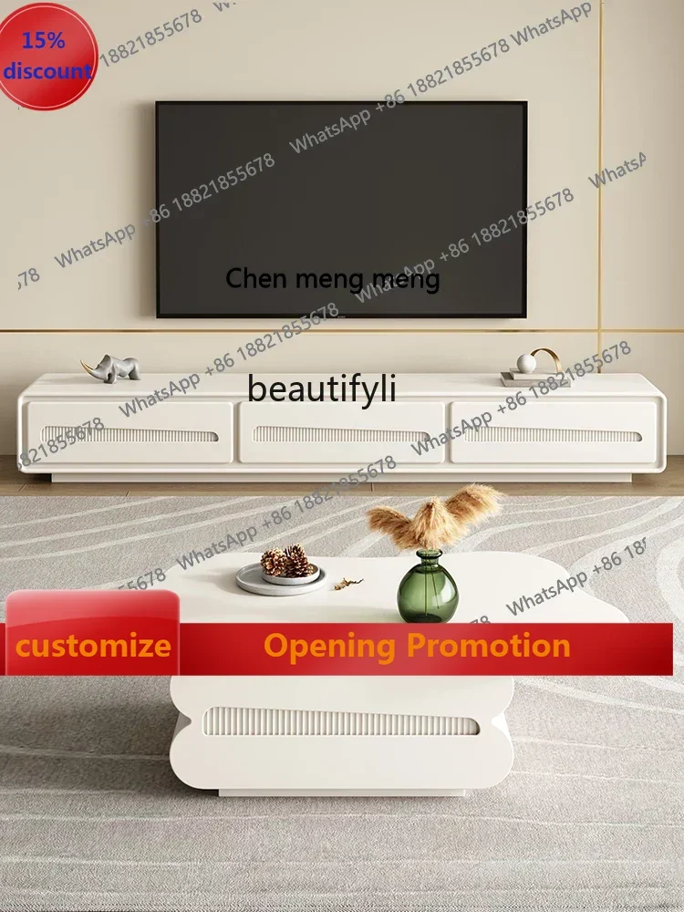 

B7304 ss Italian Coffee Table TV Cabinet Combination Italian Minimalist Modern Cloud Tea Table Cream Style Locker