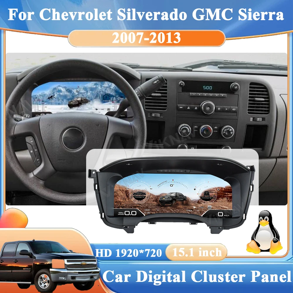 

Viknav Digital Cluster For GMC Yukon Chevrolet Silverado Tahoe Suburban 2007-2013 Linux Car Digital Speedometer