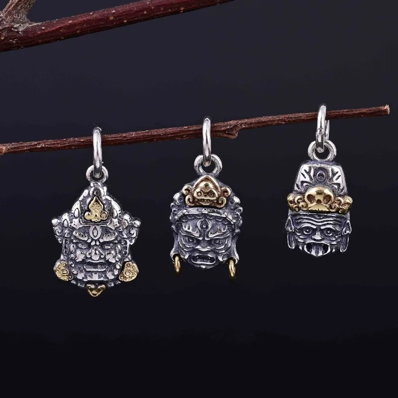 

Authentic Traditional Tibetan Mahakala Zaki Lhamo Side Hanging Pendant for DIY Buddhist Mala Bracelet Fine Handmade Ultra Charm