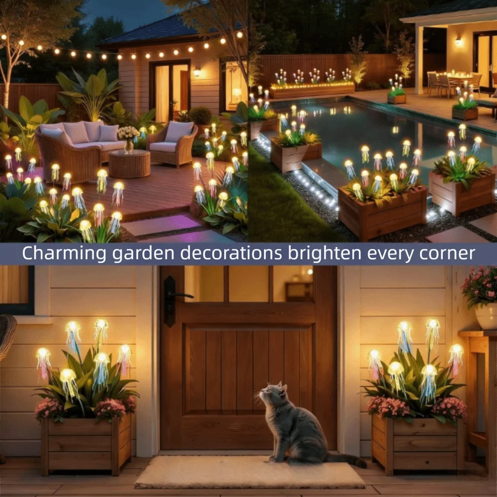

Atmosphere Lights LED Solar Garden Lights Waterproof Solar Powered Jellyfish Light Decorative Ground Plug Lawn Lights Lawn