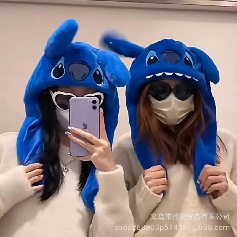لطيف غرزة أفخم قبعة آذان تتحرك جديد Kawaii أنيمي الفتيات الشتاء حماية من الباردة في الهواء الطلق الدافئة رشاقته قبعة مهرجان هدية