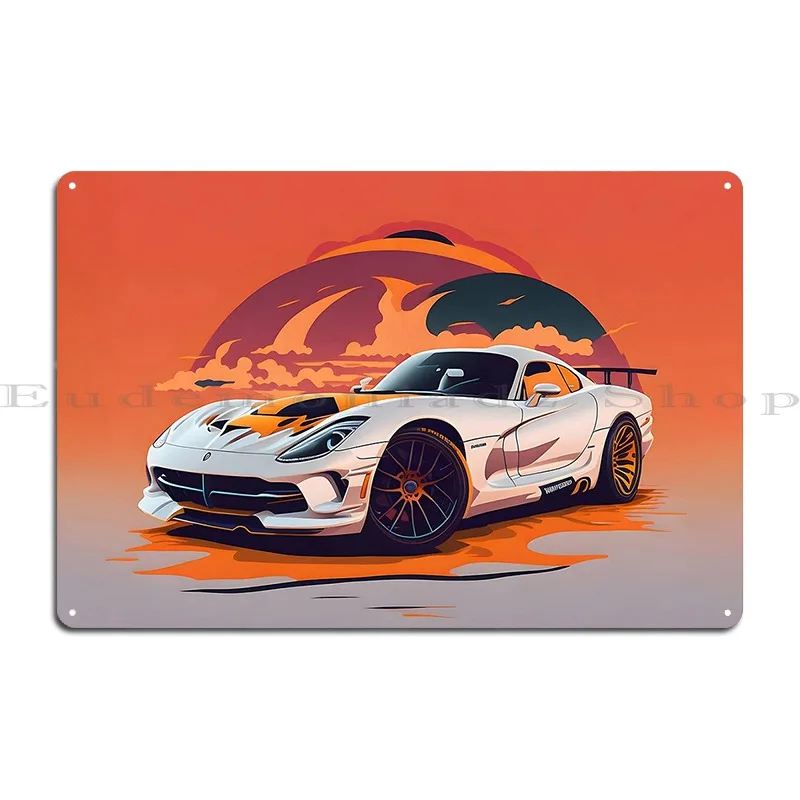 Sunset Cruisin Vintage American Sports Car In Retro Splendor Metal Plaque Decoration Painting Character Tin Sign Poster