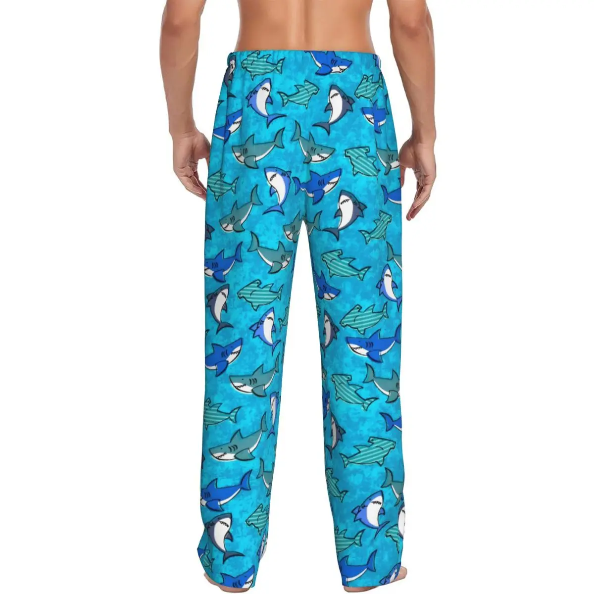مخصص الرجال السراويل بيجامة القرش طباعة لطيف الحيوان النوم قيعان مع جيوب #3