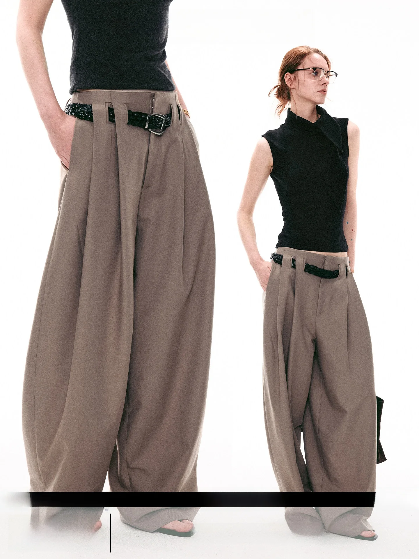 

Casual Loose Wide Leg Pants Women's Versatile Folded Waist Design Slimming Effect Comfortable Fit Ladies' Faion Trousers