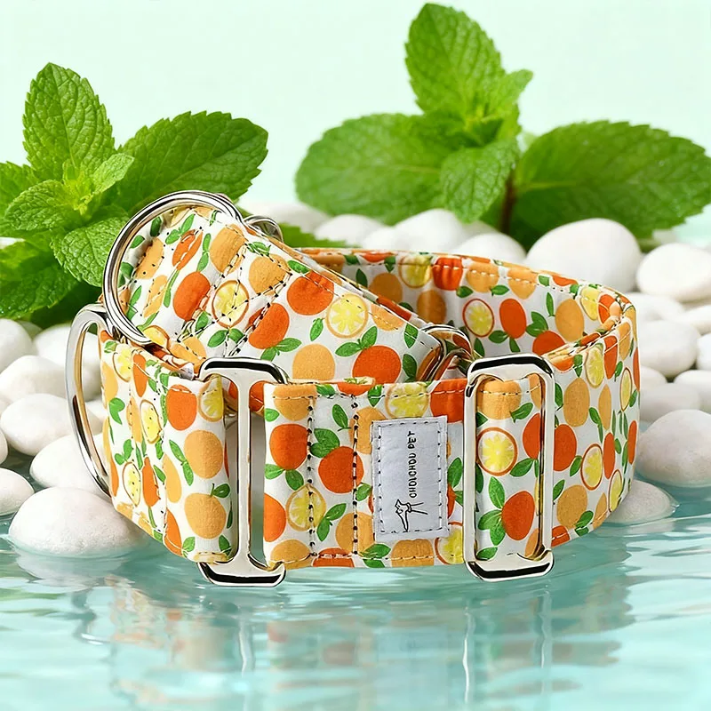 Collar de perro ajustable ancho Martinagle, collar antitiramiento con estampado suave para perros medianos, adecuado para galgos italianos, látigos y perros de caza visuales, disponible en tallas Xs/S/M/L