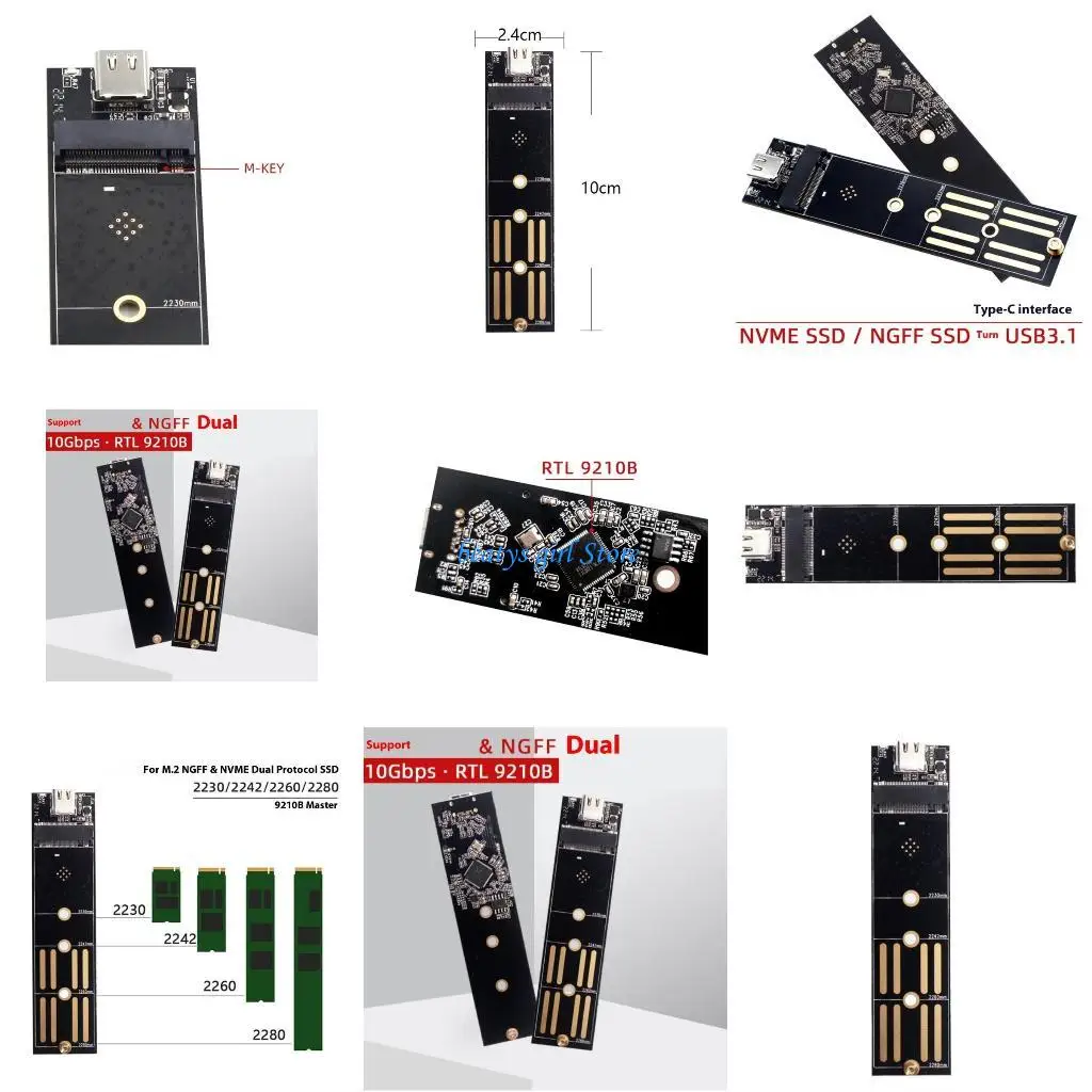 C7AB السرعة السريعة M.2 NGFFS NVME SSDS إلى USB 3.1 Type C Adapter مع بروتوكول اثنين