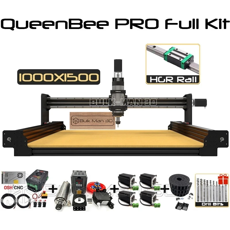 20%OFF BulkMan3D 1000x1500 QueenBee PRO CNC Router Machine Full Kits with XPROV5 GRBL Control System For CNC Wood Router