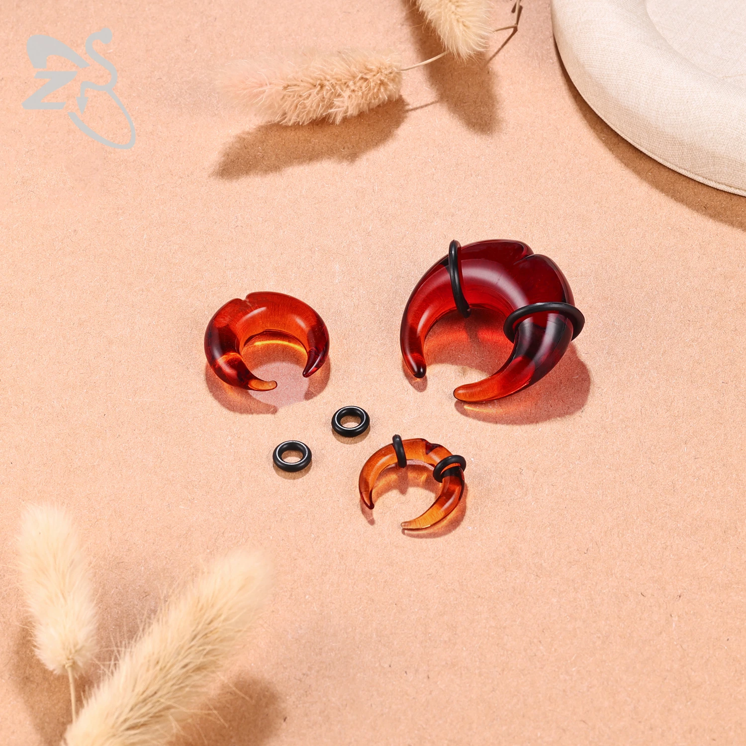 Colorful Glass Ear Plug and Tunnel Horn Shape Nose Piercing
