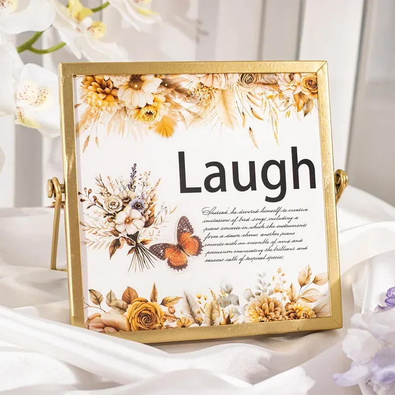 6-teiliges goldenes Blumen-Aufkleber-Set, Sammelalben, Kunstdekoration, 145 x 95 mm, Blumen-Isle-Serie für Hochzeitstagebücher